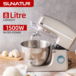 Batedeira planetária SUNATUR 8L: Mistura potente, amassamento e fermentação de massas